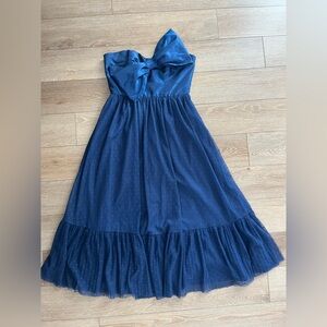 Hutch x Anthropologie Tulle Navy Blue Bow Midi Dress Size 4